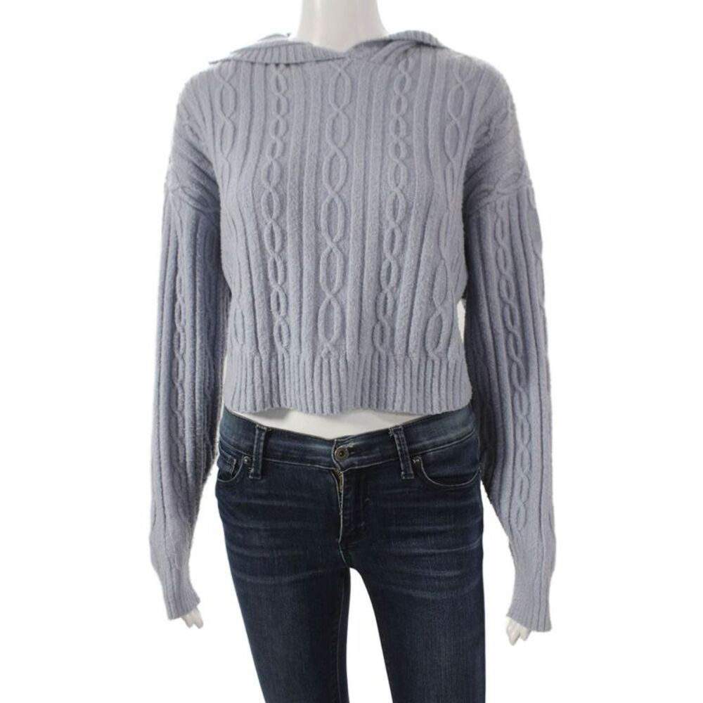 Alo Women Pullover Collared Sweater Blue Long Sleeve Size XS